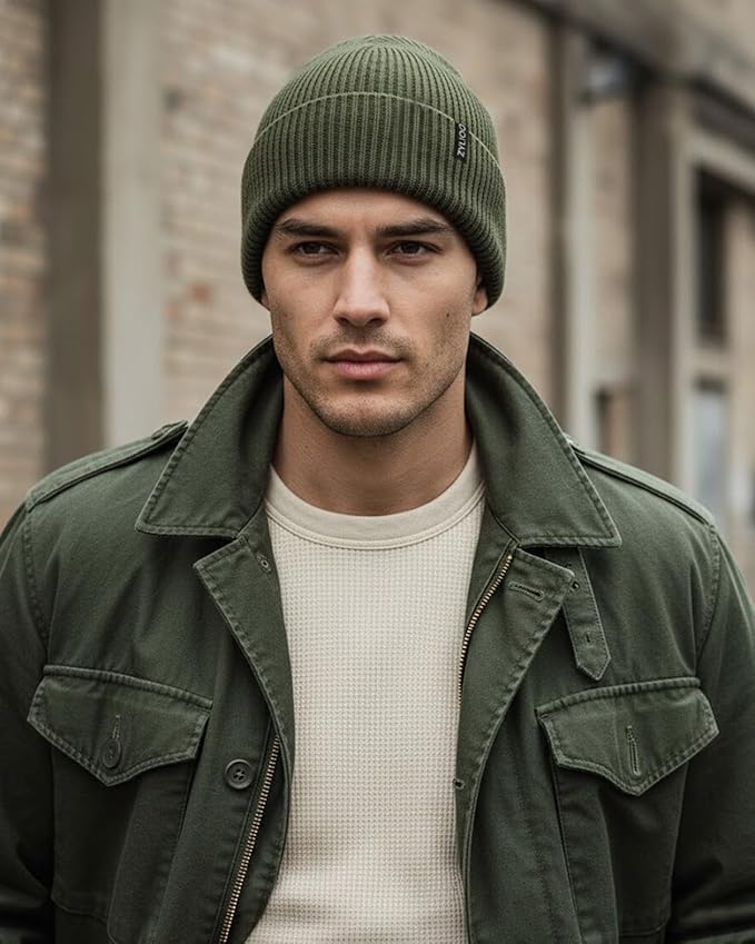 Zylioo Oversize Beanie Hats, XXL Big Size Ribbed Knit Cuffed Winter Hat for Cold Weather, Warm Skull Watch Cap