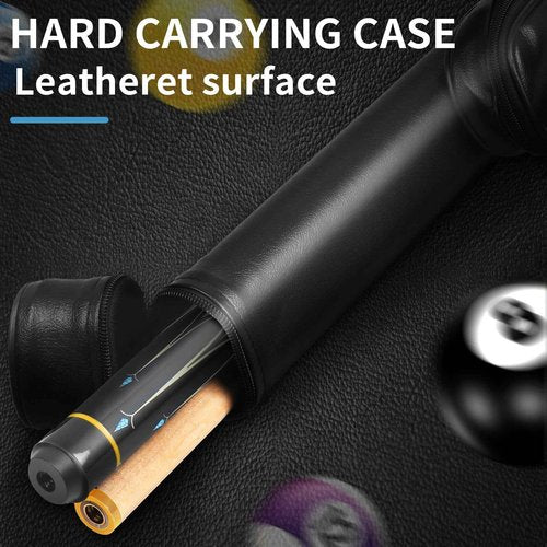 lotmusic Premium Pool Stick with Telescopic Fiber Extension Cue,58 Inch Professional Pool Cue Stick Set with Black Pool Cue Case & Billiards Accessories.
