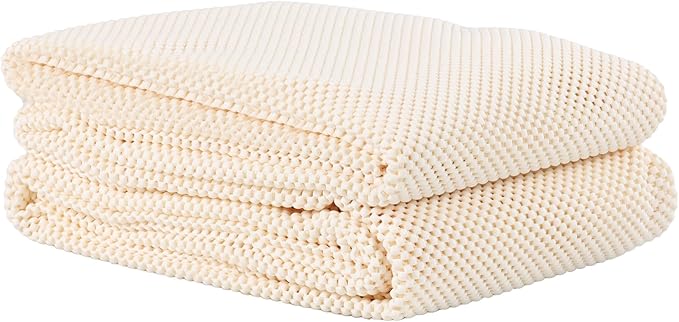 Superior Rio Reversible Rug Pad, Non-Slip, Non-Skid, Thick Mesh Design, Floor Protector, Padding, Furniture Gripper Mat, Slide Stopper, Foam Grip, Polymer Coated Polyester, 2' 6" x 8', Cream