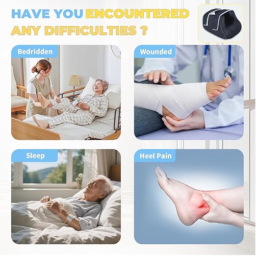 Ehucon 3D Heel Protectors Bed Sore Pillow Cushion for Pressure Sores,Foot Pillows Support Boot for Bedridden Patients Supplies, Ankle Pillow heel Protector for Heel Pain (Navy (Pack of 1))