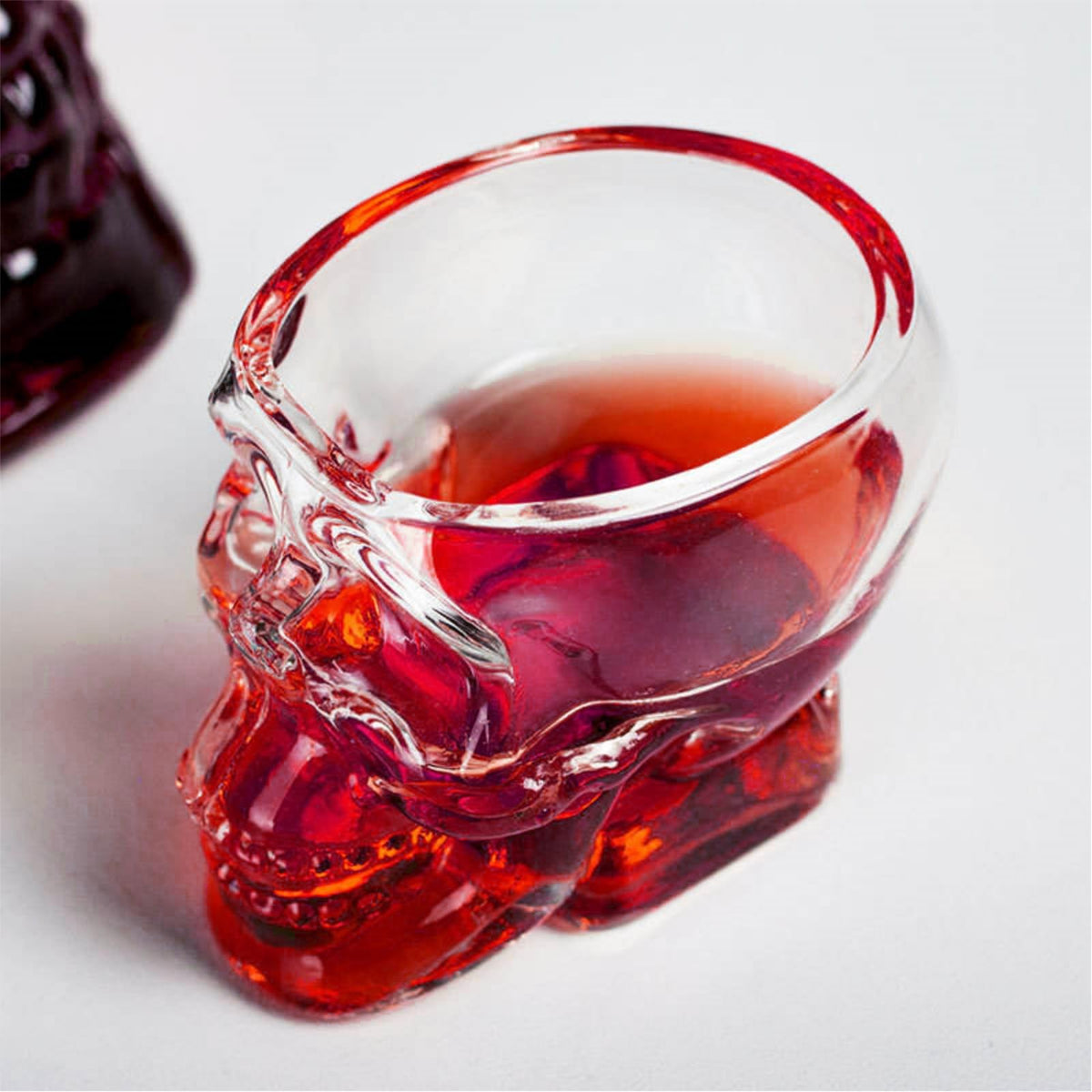 Afiemire Clear Glass Novelty Skull Shot Glass For Whiskey，Halloween Skull Glass Wine Glass ，Decorative Halloween Drinkware，Vodka, And Cocktail Holiday Gifts - 2.6 Oz, Set Of 2