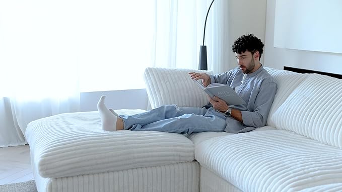Cloud Modular Sectional Sofa,157" Oversized 7 Seater Sofa,V Shaped Couch with Storage Ottoman,Plush Sofas for Living Room,Comfy Couch with Chaise,Covers Washable&Replaceable