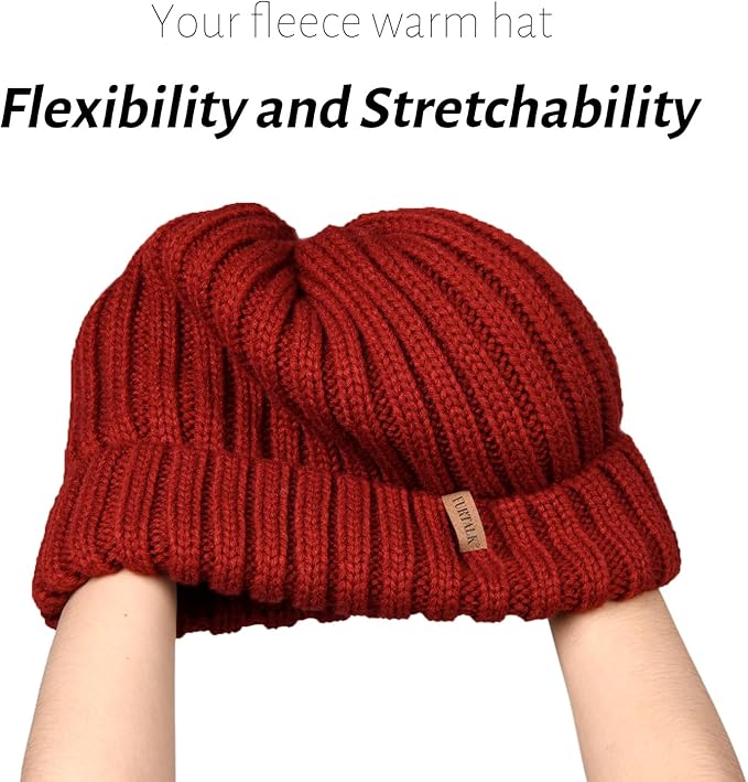 FURTALK Winter Hats for Women Fleece Lined Beanie Knit Chunky Womens Snow Cap