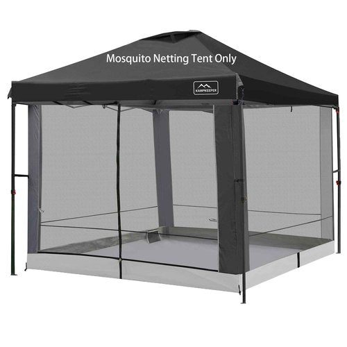 Canopy Universal Mosquito Netting Tent, Converts 10'x10' Canopy Gazebo into Camping Inner Tent, Screen House with Full PE Floors for Outdoor, Backyard. (TOP & Frame NOT Included) Black