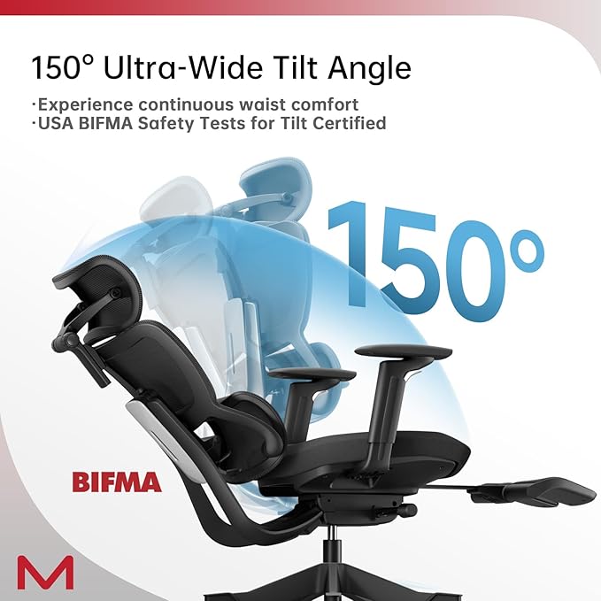 Motostuhl S3P-ST Ergonomic Office Chair High Back Home Office Desk Chair with footrest with VTS System & Adaptive Lumbar Support, TiltPro Headrest, 4D Armrest, 150°Tilt for Home Office Executive