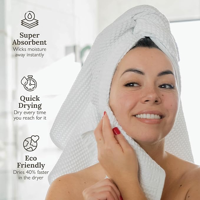 GILDEN TREE Waffle Hand Towels for Bathroom Quick Dry Towel Super Absorbent Thin 100% Cotton Lint Free, Hand Towels for Bathroom Set of 2, Classic Style (Stone)