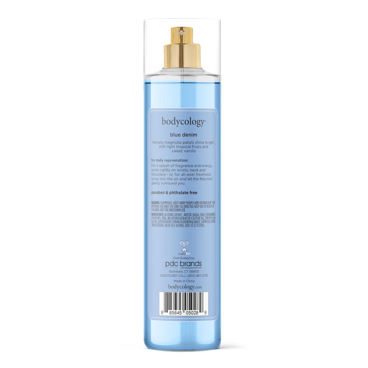 Bodycology Long-Lasting Fragrance Body Mist, Blue Denim, 8 fl oz (Pack of 2)