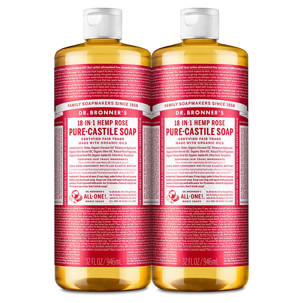 Dr. Bronners Pure-Castile Magic Liquid Soap Made with Organic Oils for Body, Face, Hair, Dishes, Pets, Laundry, Vegan, Dr. Bronn