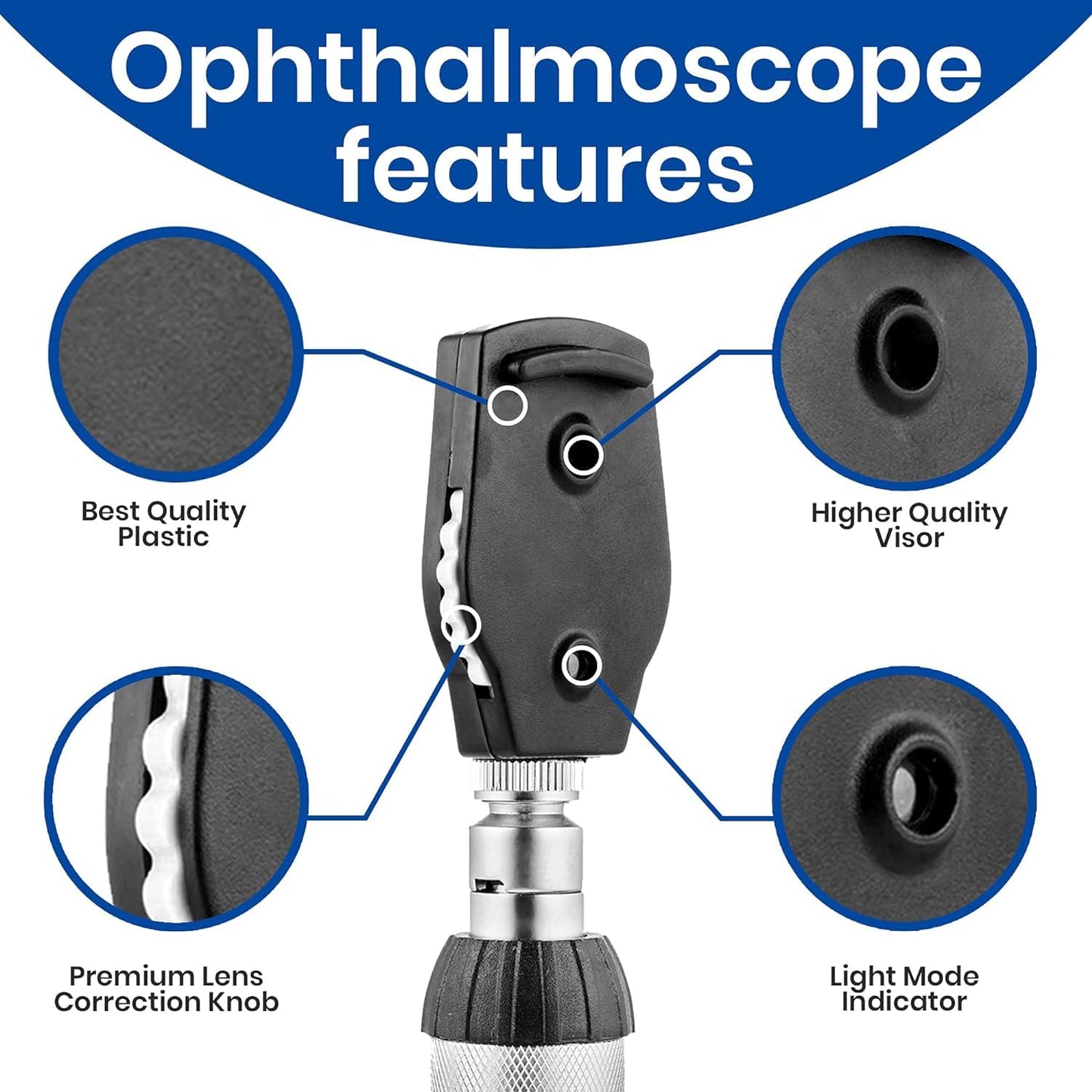 Zyrev 2 in 1 Otoscope Oph Set - Perfect for Nursing & Medical Students with Carry Case, Sight Chart & Replacement Ear Speculums