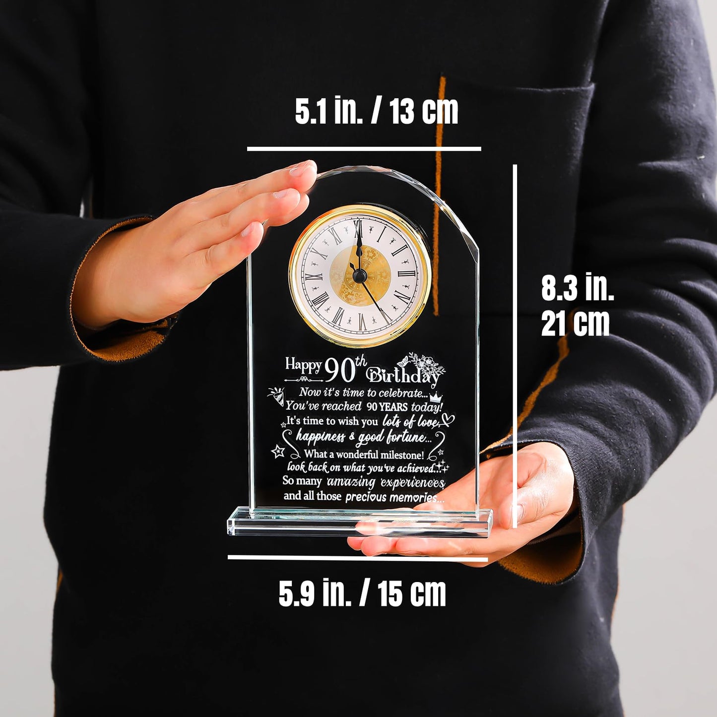 Happy 90th Birthday Quartz Clock Gifts for Parents, Grandpa, Gifts for Couple Women Men, 90th Birthday Presents for Grandma, 90 Year Old Birthday Keepsake Home Decor
