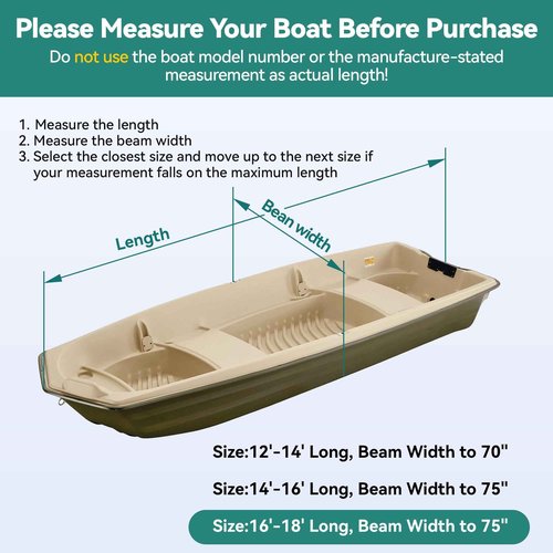 Heavy Duty 5 Layers 1200D Jon Boat Cover 16ft - 18ft with Motor Cover, 100% Waterproof Trailerable Jon Boat Covers 16-18 Foot with 11+4 Pcs Windproof Straps
