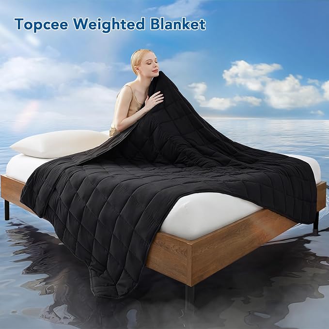 Topcee Weighted Blanket for Adults (25 lbs, 60" x 80") Queen Size Soft Cooling Heavy Blanket Sleeping, Apply to 240-260 lbs Body, Thick Breathable Blanket with Glass Bead, Easy Care