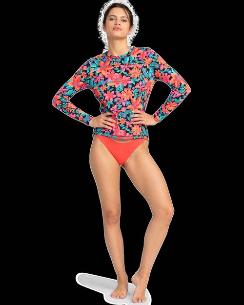 Roxy Women's Standard Long Sleeve Rashguard – UPF 50+ Sun Protection, Surf, Beach Volley, Yoga, Quick-Dry Swim Shirt, Floral Fiesta, X-Small