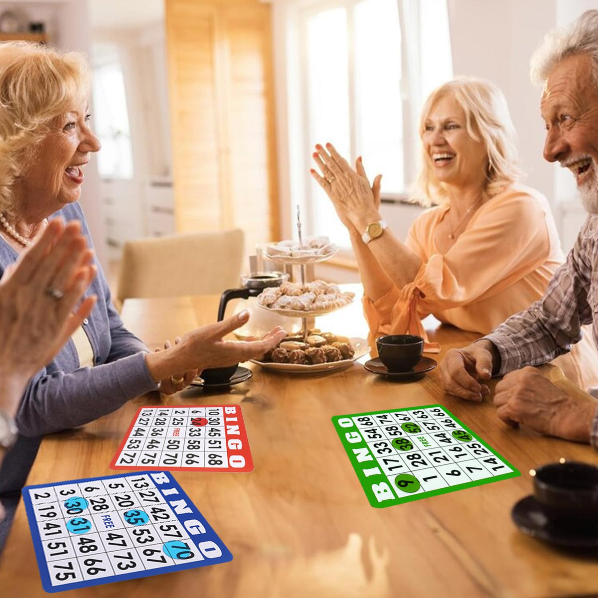 GSE Games & Sports Expert 50-Pack Multi-Color Bingo Game Cards with Easy Read Numbers, Reusable Paper Bingo Sheets for Large Groups, Family/Friend Parties