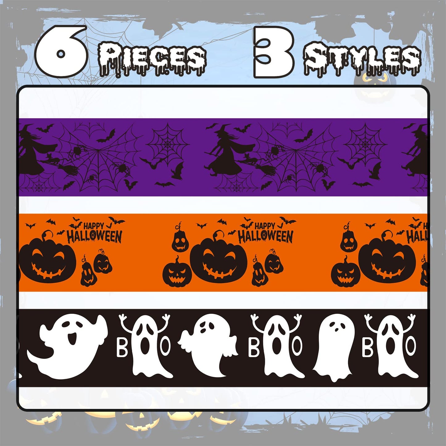 Funtery 6 Pcs Halloween Plastic Trick Treat Candy Bowls - Large Serving Bowls for Party Decor (Ghost, Pumpkin, Bat)