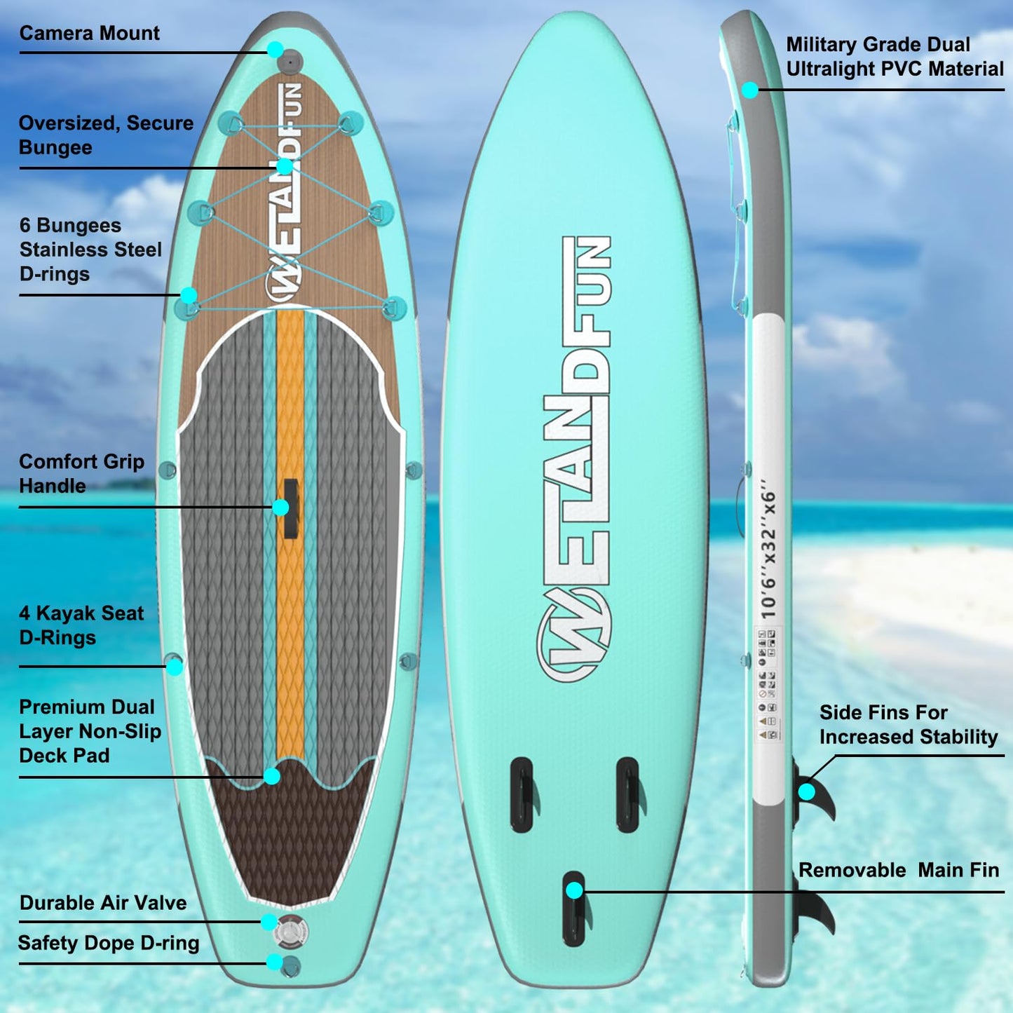 Inflatable Stand Up Paddle Board with Seat, 10'6" SUP 440LBS, Recreational Paddleboard for Adults Beginners, Blow Up Paddle Board with Fishing Design, Camera Mount, Cooler Bag & Full Accessories