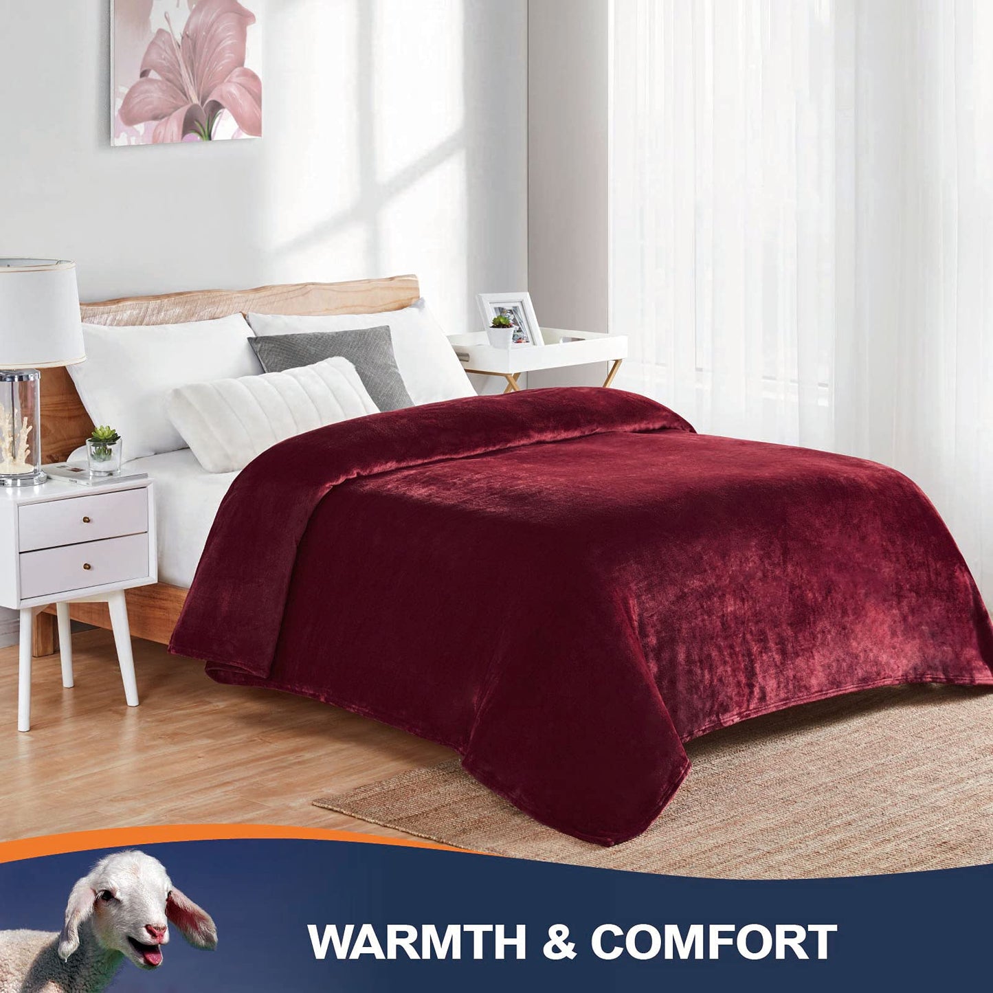 Walensee Burgundy Red Fleece Blanket Plush Throw Fuzzy Lightweight (Throw Size 50x60 Burgundy) Super Soft Microfiber Flannel Blankets for Couch, Bed, Sofa Ultra Warm and Cozy for All Seasons