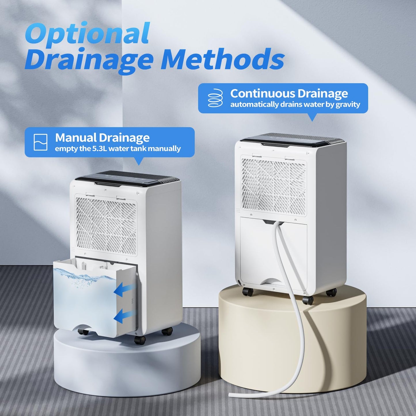 AIRPLUS Dehumidifier for Basement - 4,500 Sq. Ft. 70 Pints, Multifunctional Dehumidifier with Drain Hose & Auto Shut-Off Function, Powerful Dehumidifiers for Home(AP2103)