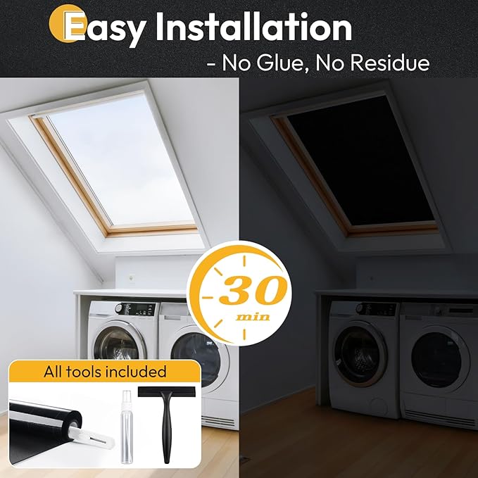 rabbitgoo Blackout Window Film 100% Light Blocking, Static Cling No Glue Easy Install, Removable Room Darkening Window Cover for Daytime Sleep, Bedroom, Nursery, Home Theater, 23.6 by 78.7 inch