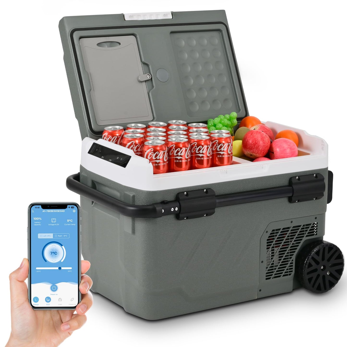 Alpicool 12V Car Refrigerator Portable Fridge Freezer, 62 QT Dual Zone Compressor Cooler with APP Control, Fast Cooling, Electric Cooler for Car Truck, RV, Camping, Travel (12/24V DC & 100-240V AC)