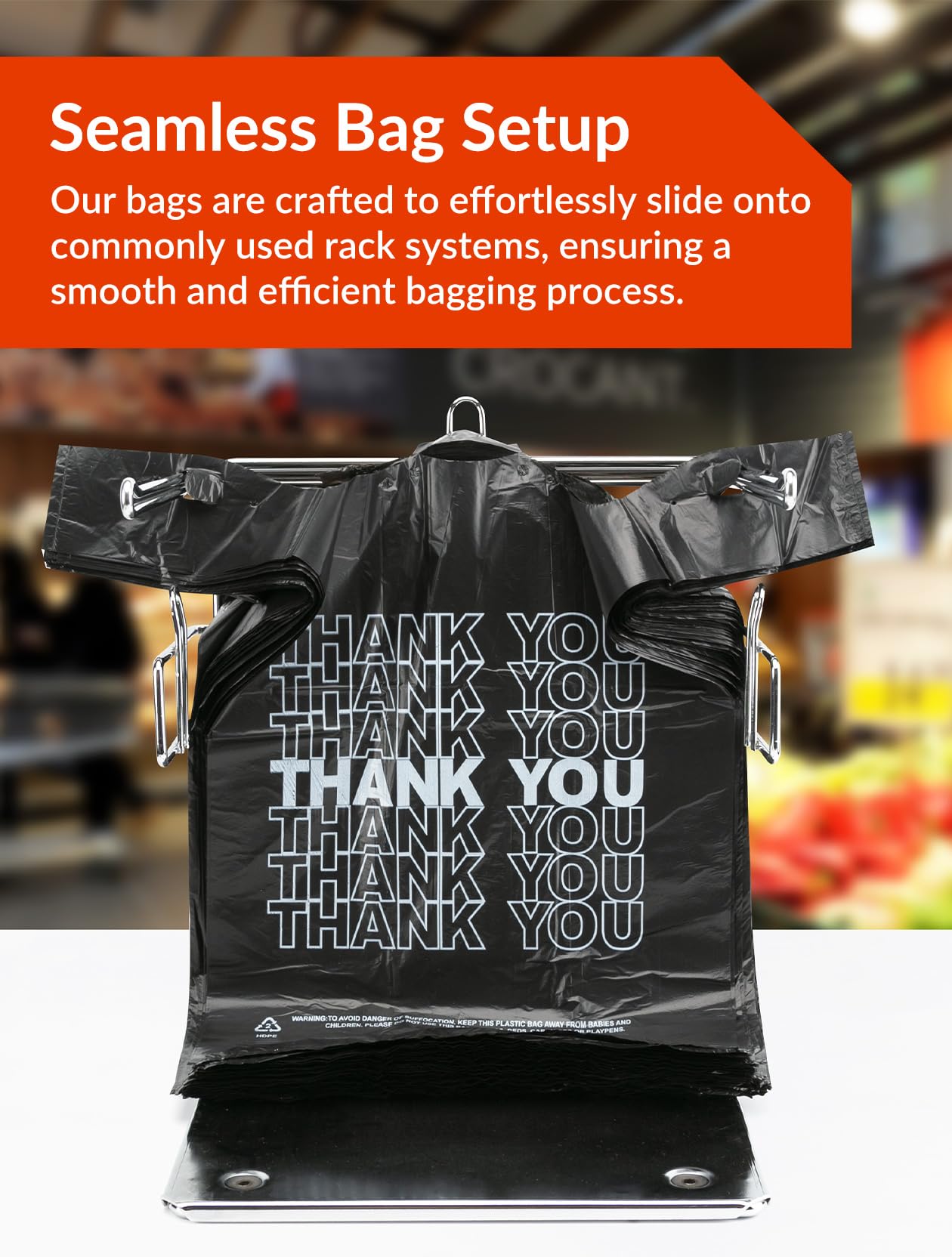 UMT Plastar 300 Count Thank You Plastic Bags, 12" x 6" x 22", 15 Mic Black Grocery Bags with Handles, Ideal for Restaurants, Retail, Grocery Stores, Takeout, Convenience Stores
