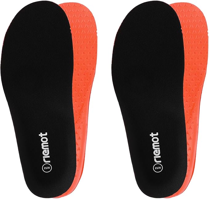 riemot 2 Pairs Fitness Running Insoles for Men Comfortable Arch Support Inserts Plantar Fasciitis Relief Insole Cushioning Athletic Gel Insert for Sneakers,Hiking Shoes Black US8.5/ EU41.5