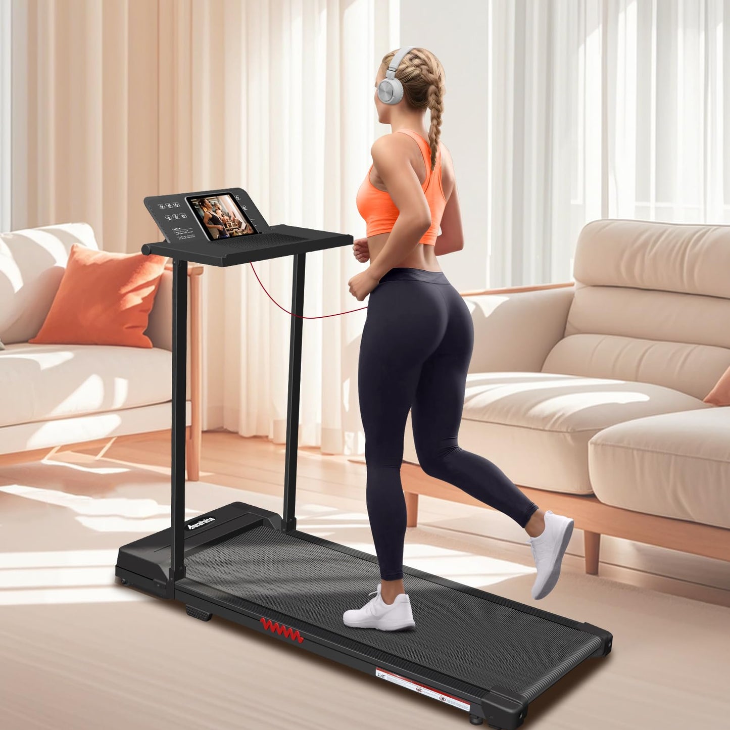 AoraPulse Treadmills for Home, 3.0HP Portable Small Compact Running Treadmill with 12 Preset Programs LED Display, Desk Treadmill for Office with 320 LBS Capacity