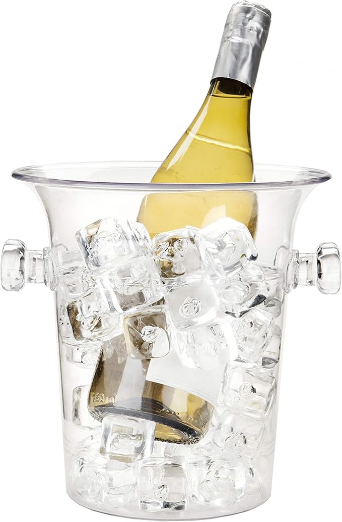 True Clear Acrylic Ice Bucket with Handles, 3-Liter Capacity, Durable Wine and Champagne Bucket, Perfect Ice Buckets for P...