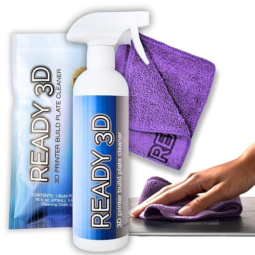 Printer High Quality Build Plate Cleaner, Non-Toxic, No Odor, Easy Clean, Rinse-Free Formula, Includes 12"x12" Microfiber Cleaning Towel (Build Plate Cleaner and Microfiber Cleaning Cloth)