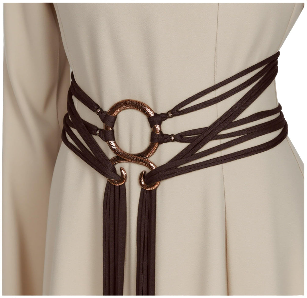 Joukavor Viking Troll Cross Belt Medieval Rope Belt Norse Witch Cosplay for Women (Brown)