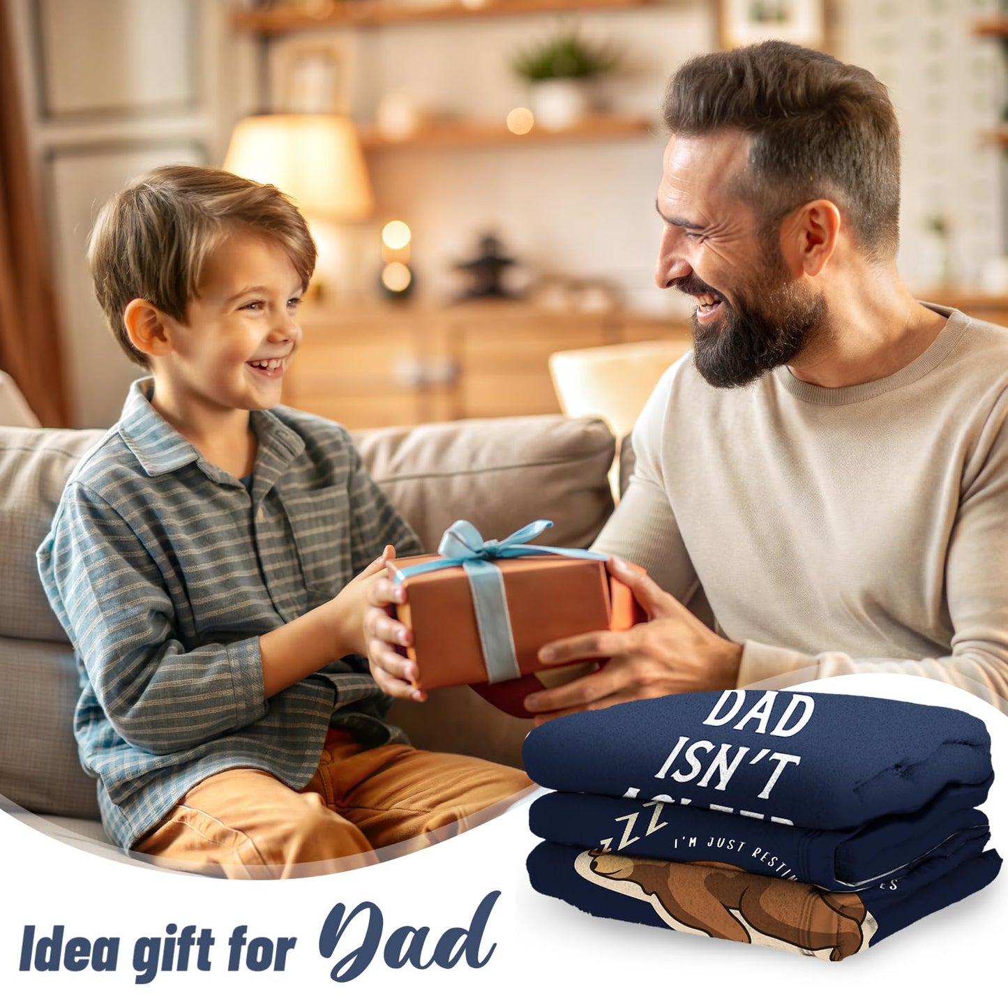 Funny Dad Birthday Gifts, Dad Blanket, Dads Gifts from Daughter Son, Blue Flannel Throw Blanket for Daddy 50" X 60"