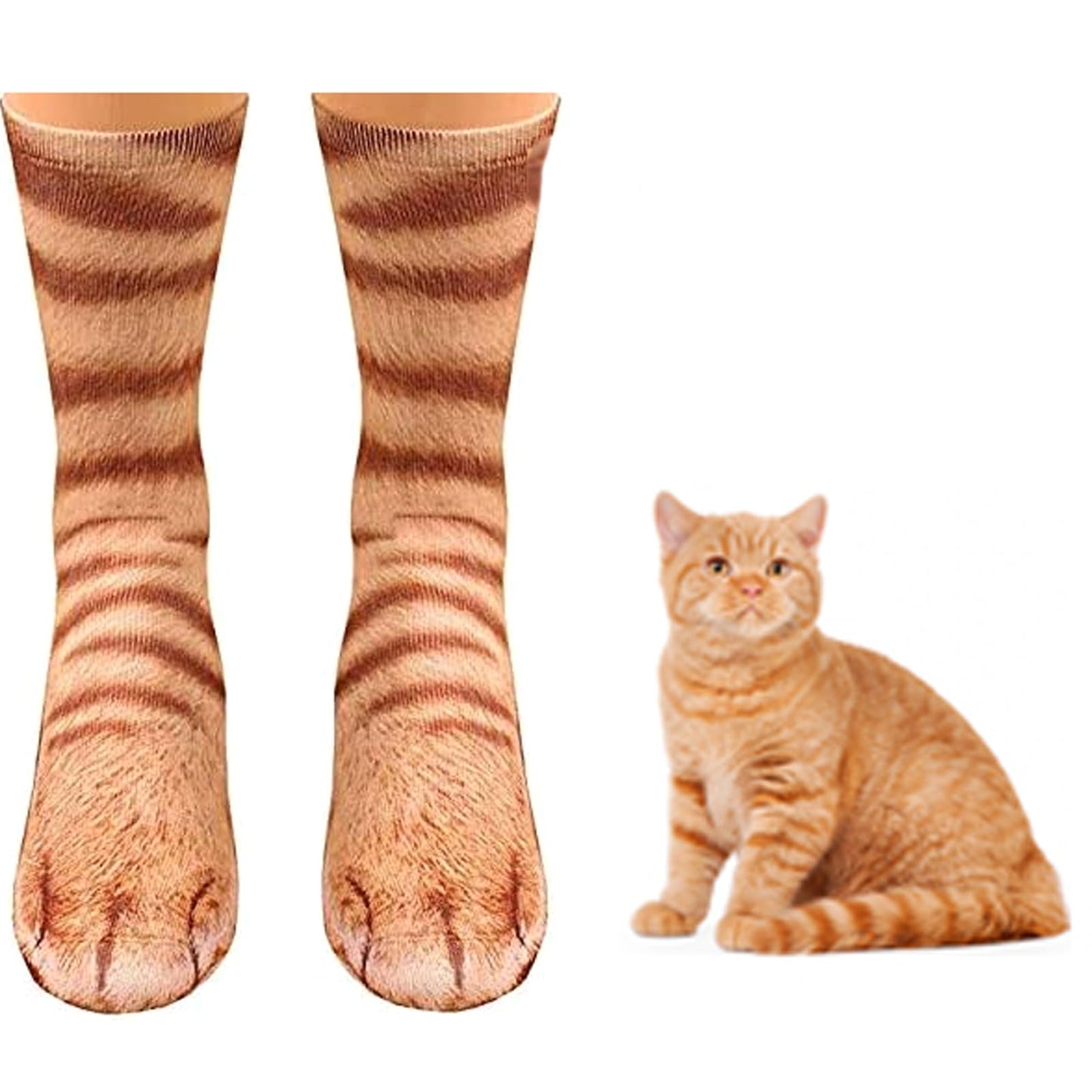 Valpeak 3D Cat Mask, Cat Headband, and Funny Cat Socks with cat Tails (Orange cat three-piece)