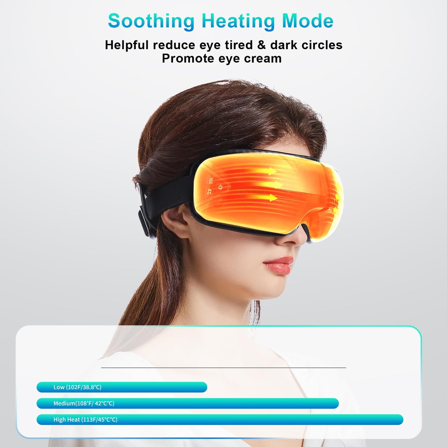 Eye Massager with Heat – Birthday Gift for Women Men Mom Dad Her Him, Smart Mask Massage with Music Care for Eye Strain Relief, Improve Sleep, Relax at Home, Indoors, Outdoors, Travel, Christmas