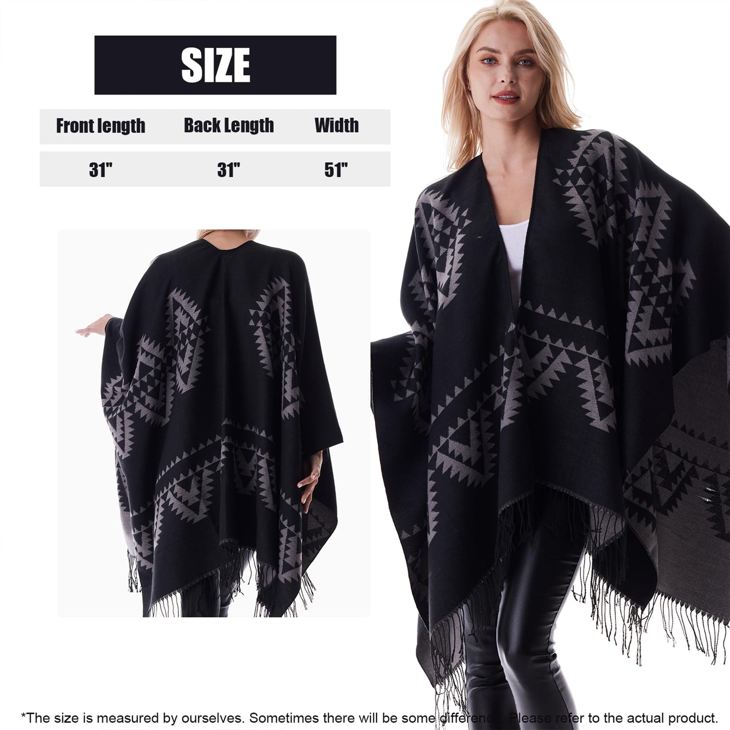 Rofilan Women's Plaid Shawl Wrap Warm Cardigan Open Front Poncho Cape for Central Air Conditioning or Public Chilly Places