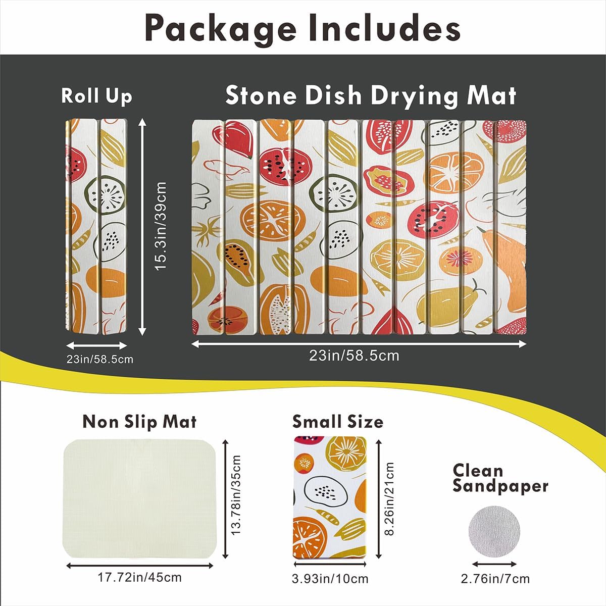 Large Stone Drying Mat for Kitchen Counter,24x16 Inch Fast Drying & Super AbsorbentDiatomaceous Earth Sink Mat, Collapsible DishDrying Stone for Dishes, Bottles, Cups, Matches Any Countertop