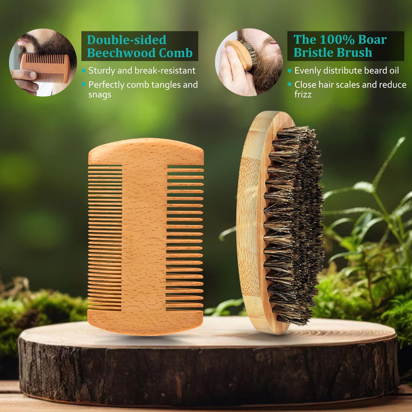 Mens Gifts - Beard Kit with Oil, Balm, Brush, Comb, Scissors, E-book, Outfits Men's Grooming Routine, Anniversary & Birthday Gifts for Men, Him, Husband, Boyfriend, Son, Male Friend, Brother, Dad