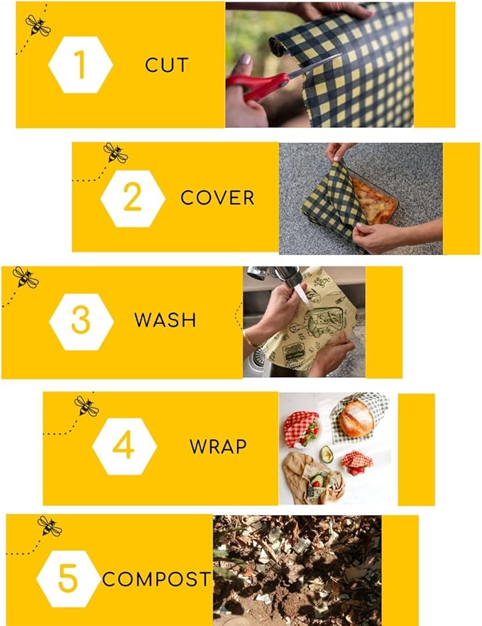 Reusable Beeswax Wrap Roll – Cotton, Plastic-Free Food Storage Alternative – Wrap Made by Women in Chile (Blue Squares)