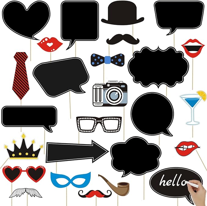 35pcs Insta-Themed Social Media Party Selfie Photo Booth Props with Speech Bubble DIY Photo Props for Birthday, Graduatio...