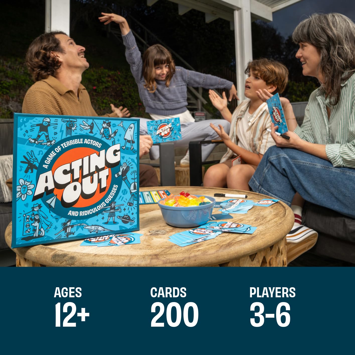 DSS Games Acting Out [Fun Charades & Guessing Card Game for Kids, Tweens, & Adults | 200 Hilarious Card Prompts | Perfect for Family Game Night, Gifts, Reunions, Groups, Parties | Ages 12 and Up]