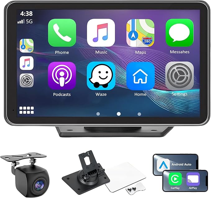Carplay Screen for Car with Apple CarPlay/Android Auto, 7" Wireless Car Stereo, Portable Touchscreen Car Radio with Blueto...