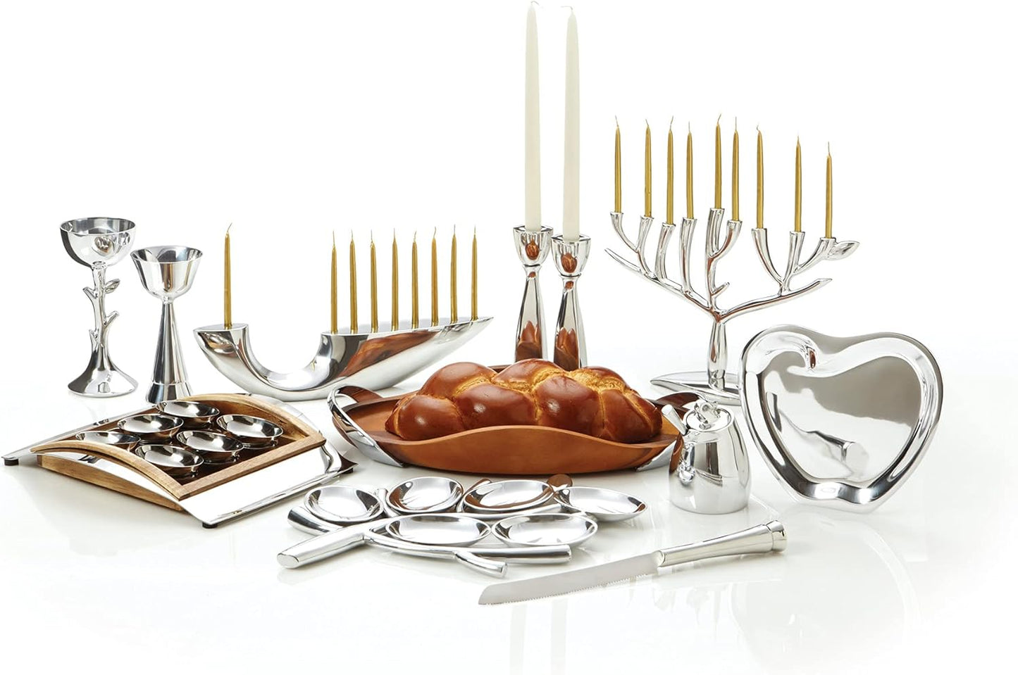 Nambe - Holiday Collection - Geo Wood and Alloy Seder Plate - Measures at 13.5" x 9.5" x 2" - Made with Nambe Alloy and Acacia Wood - Designed by Mikaela Dörfel