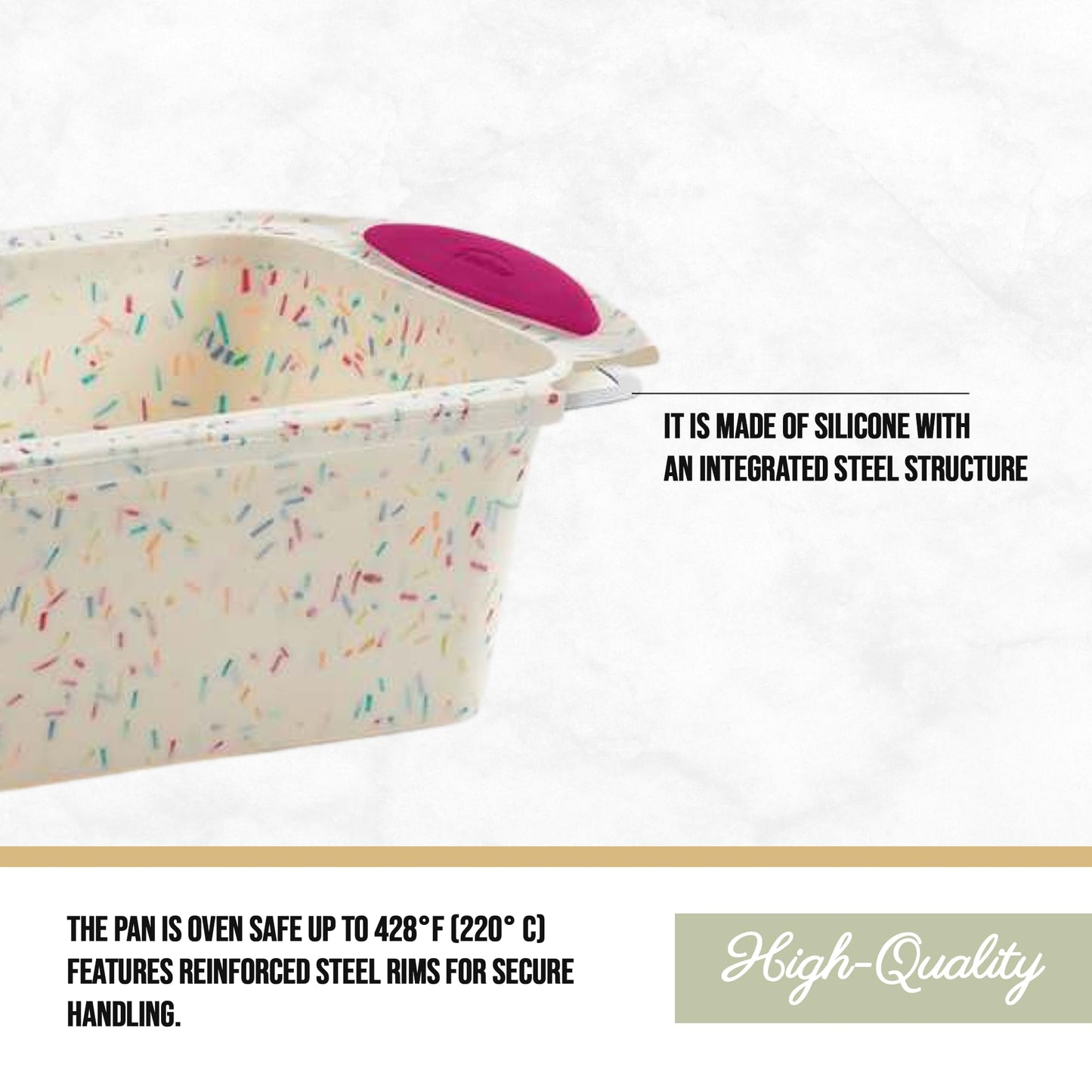 Trudeau 05118555 Structure Loaf Pan Silicone Bakeware, Medium, Confetti White