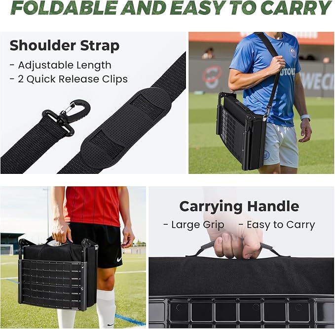 Jocoevol Stadium Seats with Back Support and Cushion, Portable Folding Comfort Bleacher Seats w/Shoulder Strap & Carry Handle for Sports Events Concerts Outdoor
