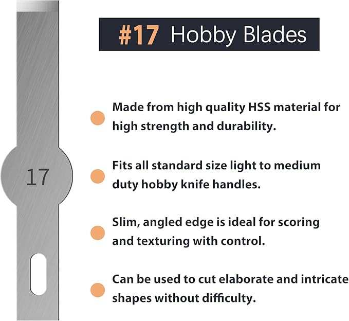 Headley Tools #17 Hobby Knife Blades(Pack of 100),Art Blades Cutting Tool with Storage Case for Craft, Hobby, Scrapbooking, Stencil