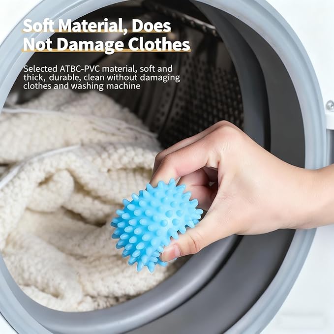 Laundry Dryer Balls 6-Pack - Reusable Eco Friendly Dryer Balls for Fabric Softening, Static & Wrinkle Reduction | Cuts Drying Time & Saves Energy | Non-Toxic & Long-Lasting, Assorted Random Colors