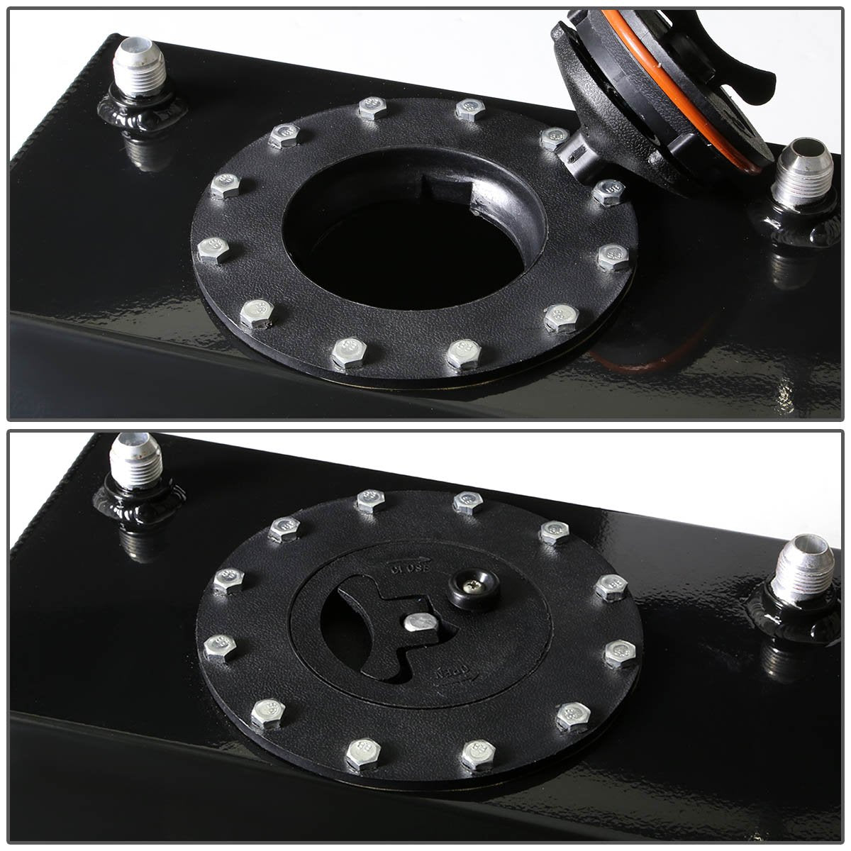 DNA MOTORING 4 Gallons Aluminum Bottom-Feed Fuel Cell Gas Tank 10" (L) x 12" (W) x 8.25" (H),ALU-FT-B-BF-4G-BK