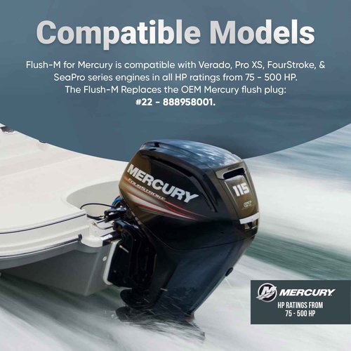 Flush-M Outboard Quick Connect Flush Kit for Mercury® - Compatible with Verado®, Pro XS®, FourStroke, SeaPro 75HP - 500HP & V10 Models - UV Stable & Durable Glass Filled Nylon Material - Black