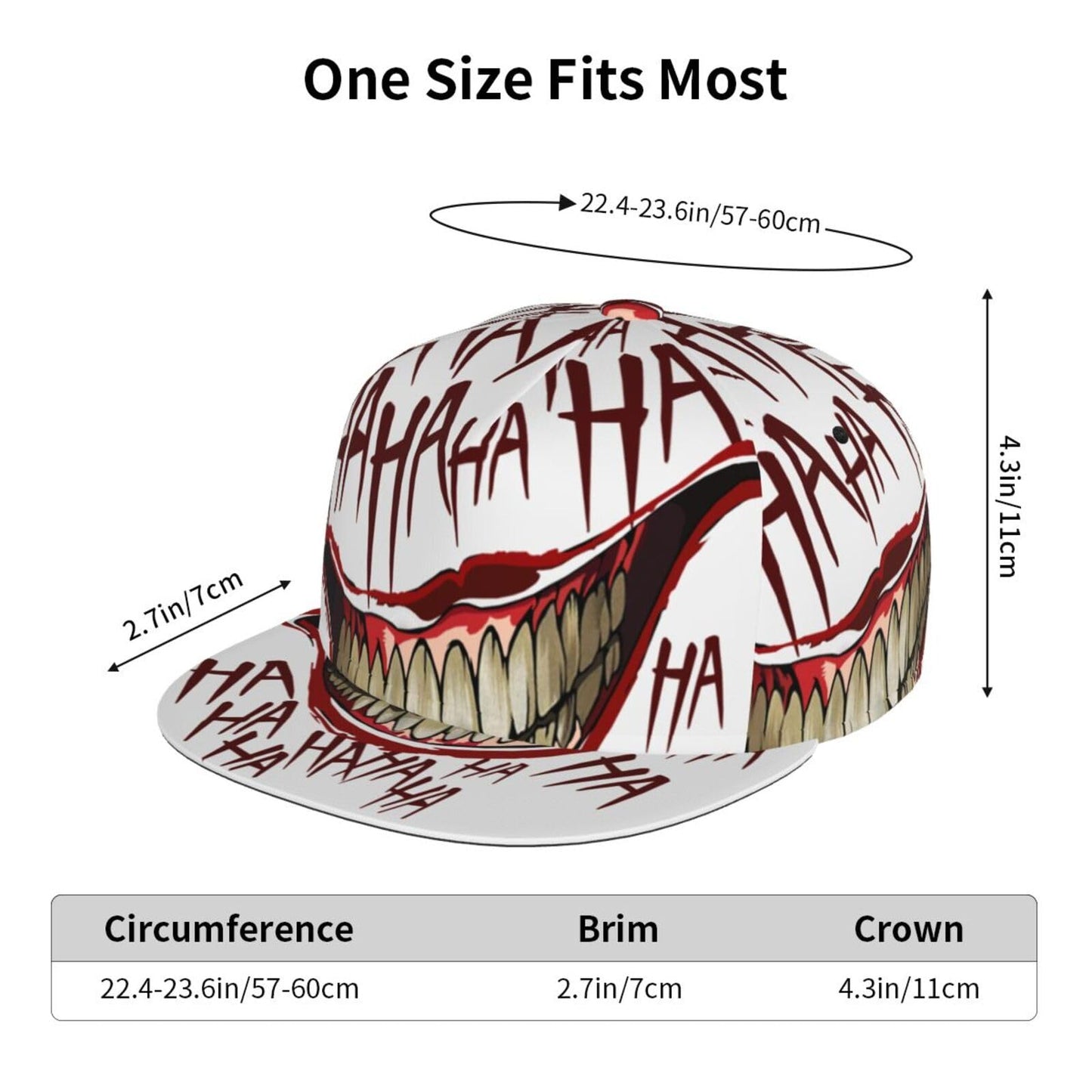 Funny Hahaha Unisex 3D Printing Classic Baseball Cap Snapback Flat Bill Hip Hop Hats Black