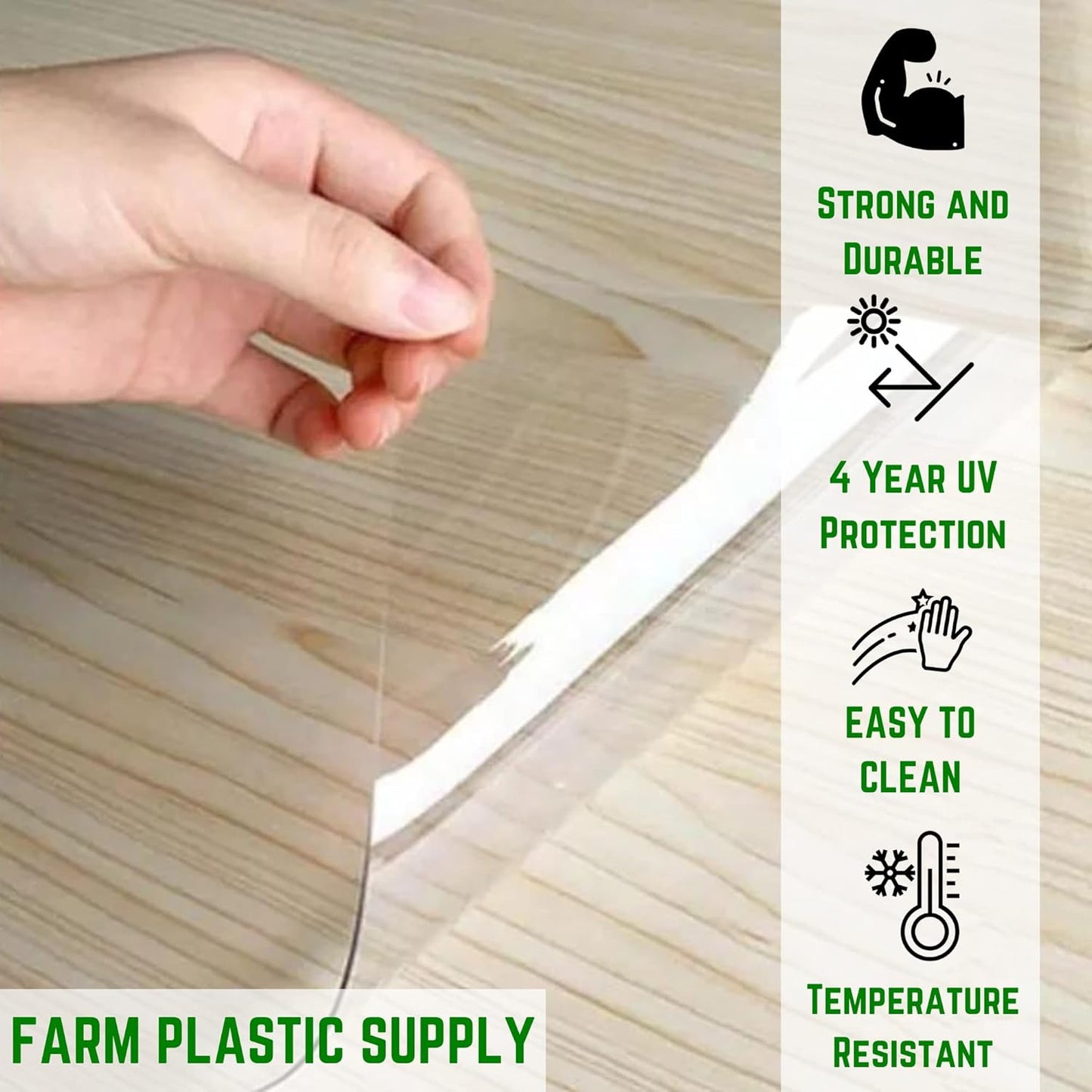 Farm Plastic Supply - Clear Vinyl Sheeting - 15 Mil - (4'6" x 30') - Vinyl Plastic Sheeting, Clear Vinyl Sheet for Storm Windows, Covering, Protection, Tablecloth Protector