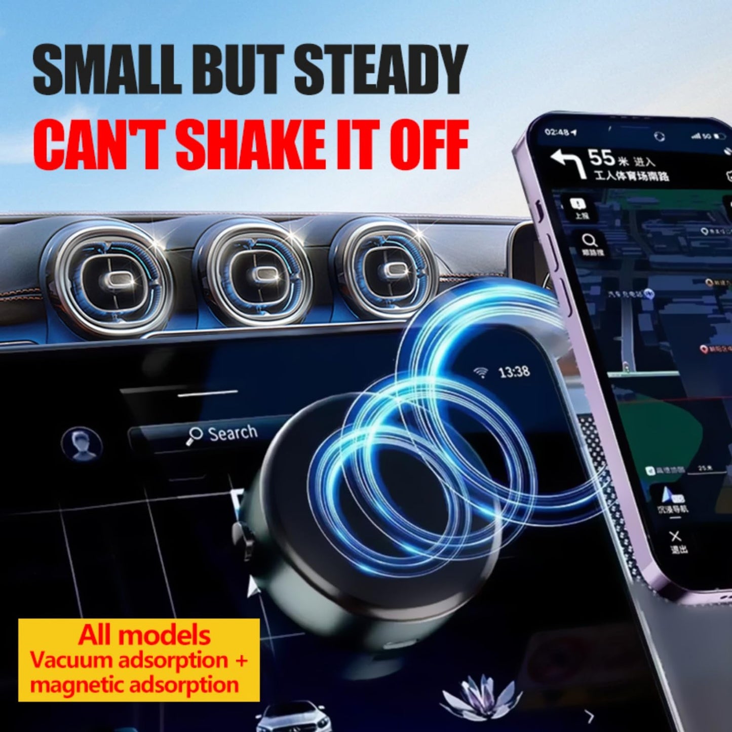 Muuto For Magsafe Car Mount, 360 Rotating Car Magnetic Phone Holder, Strong Adsorption Car Holder Windshield Dashboard Universal